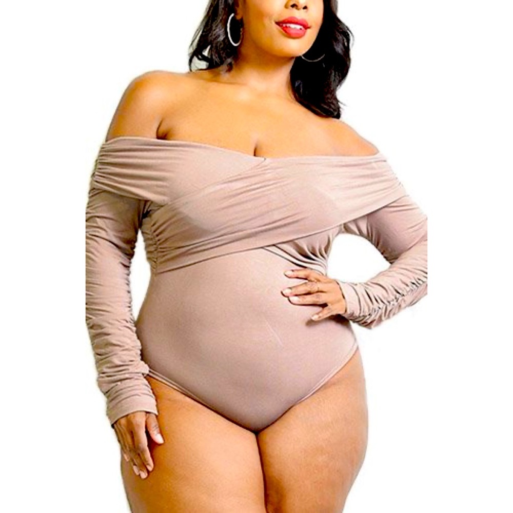 Taupe Plus Size Wrap Bodysuit